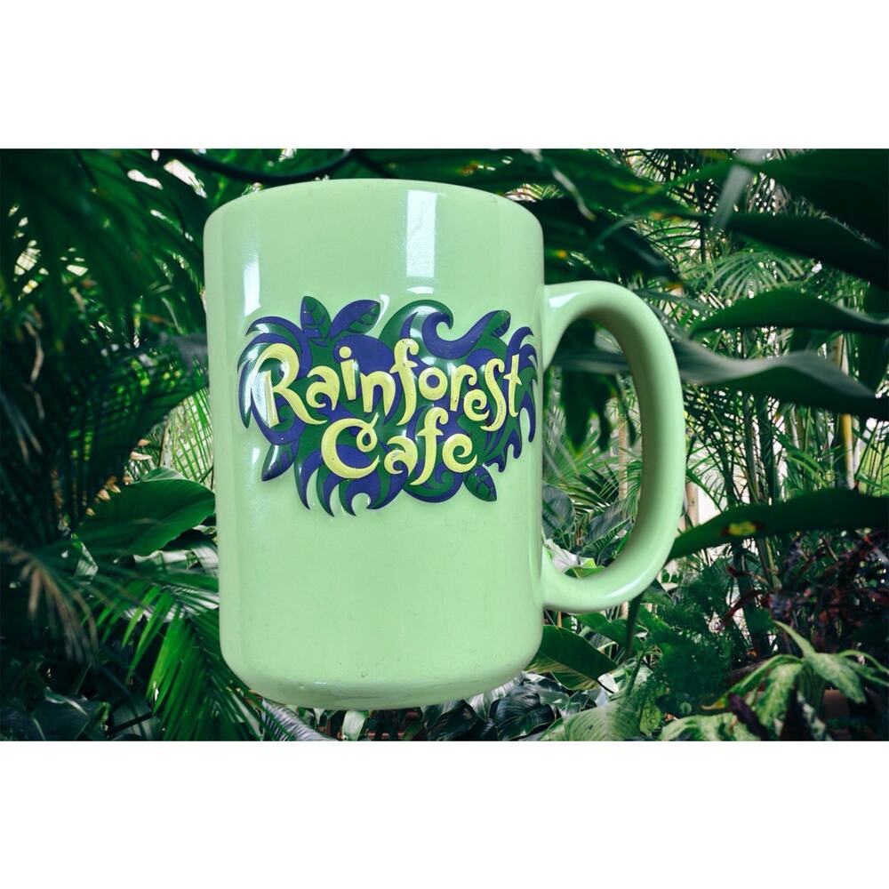 Rainforest Cafe Vintage Coffee Mug 16Oz Green